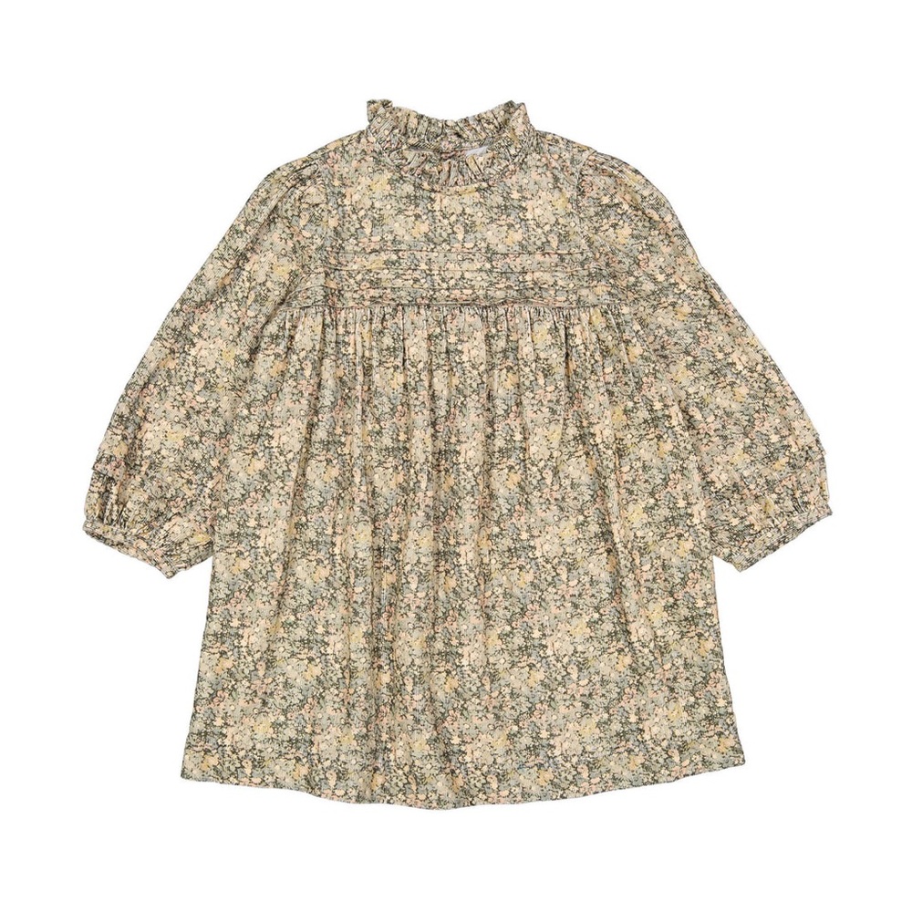 Bonpoint Floral Kids Dress - Green and Pink